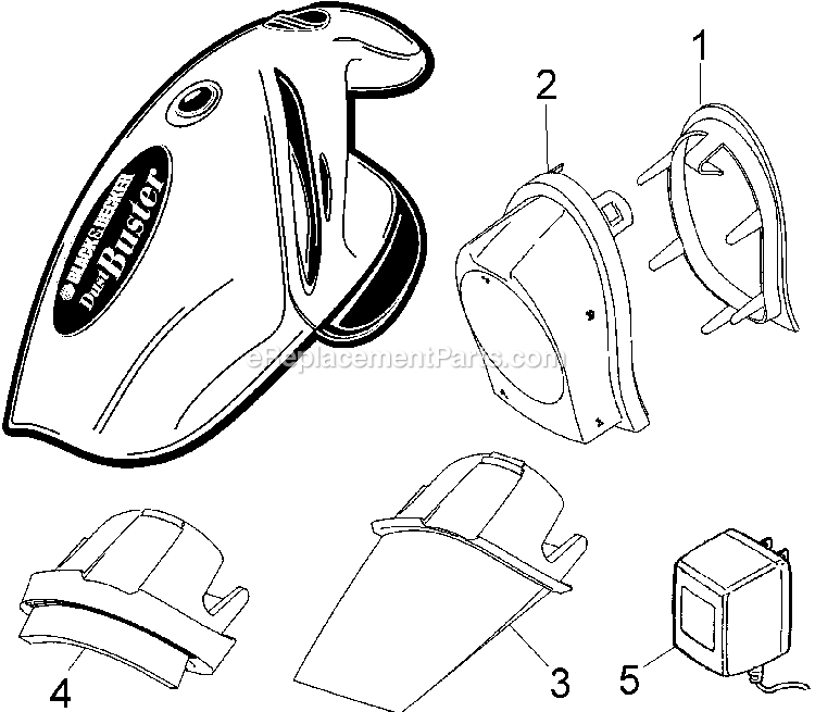 Black and Decker V2415 (Type 1) 2.4v Dustbuster Power Tool Page A Diagram
